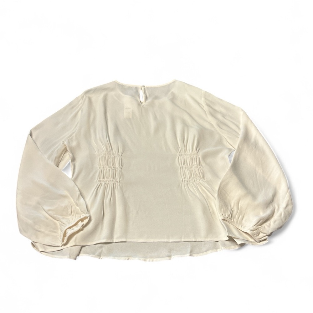 J. Crew Women’s Shirred-waist Top in viscose crepe Ivory Size 16 NWT #CF445 - Picture 3 of 7